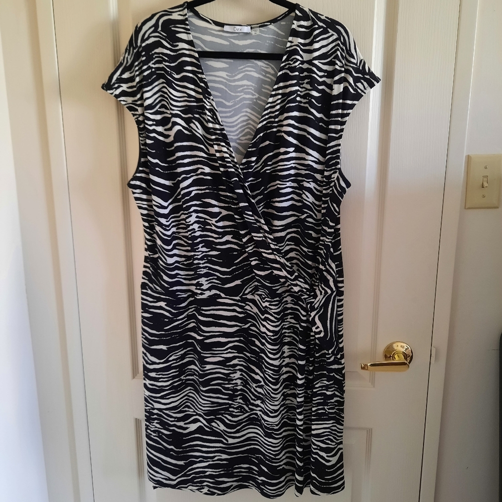 Dex Zebra Print Plus Size Faux Wrap Dress